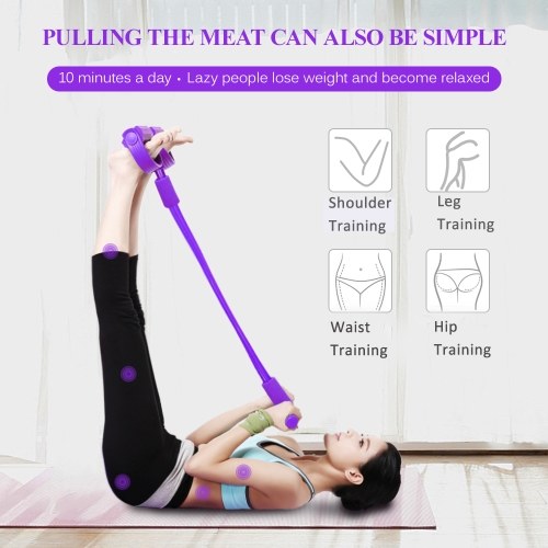 4 Tubes Multifunctional Leg Exerciser Pull Rope Training Equipment Bodybuilding Accessory Pedal Resistance Band for Abdomen Waist Arm Legs Yoga Stretching Slimming Training