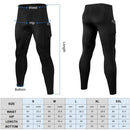 3 Packs Men High Waist Yoga Pants Quick Dry Sports Pants Fitness Leggings Workout Pants with Pocket