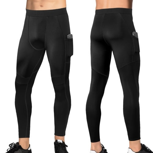 3 Packs Men High Waist Yoga Pants Quick Dry Sports Pants Fitness Leggings Workout Pants with Pocket