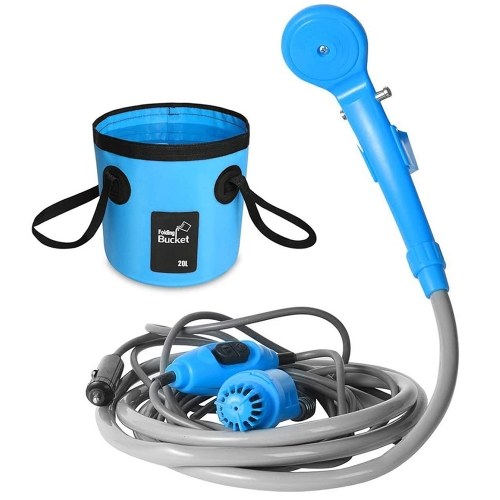 Camping Shower 12V Electric Outdoor Shower Folding Bucket Kit