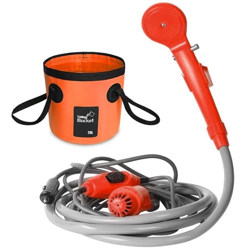 Camping Shower 12V Electric Outdoor Shower Folding Bucket Kit