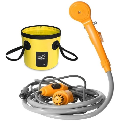 Camping Shower 12V Electric Outdoor Shower Folding Bucket Kit