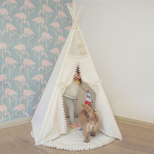 Teepee Tent for Kids Foldable Children Play Tents for Girls and Boys 100% Cotton Canvas Playhouse Toys for Girl and Child Indoor and Outdoor