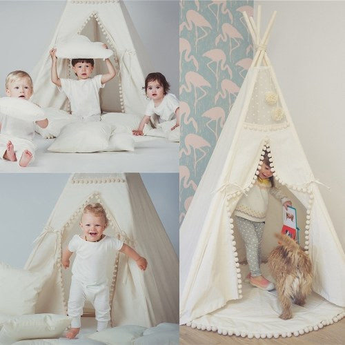 Teepee Tent for Kids Foldable Children Play Tents for Girls and Boys 100% Cotton Canvas Playhouse Toys for Girl and Child Indoor and Outdoor