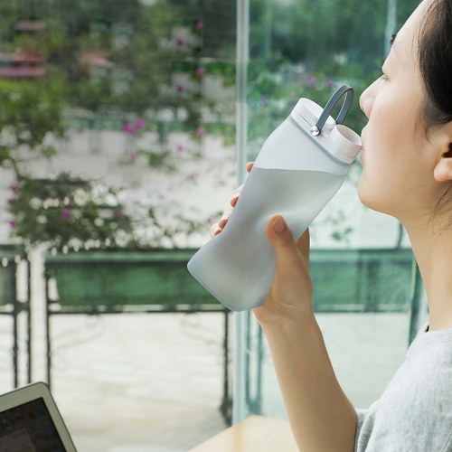 Curled-up Silica Gel Milk Bottle 600ml Portable Travel Water Cup Outdoor Sports Kettle Collapsible Silicone Water Bottle