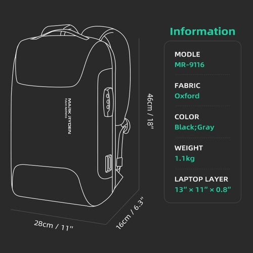 Mark Ryden 2020 New Style Business Travel Anti-Theft Backpack Man Laptop Large Capacity Backpack