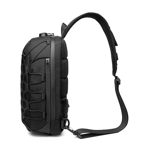 Ozuko New Style Man Chest Pack USB مقاوم للماء أكسفورد القماش حزمة كتف واحدة مضادة للسرقة مع مقبس سماعة الرأس