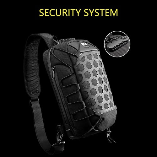 Ozuko New Style Man Chest Pack USB مقاوم للماء أكسفورد القماش حزمة كتف واحدة مضادة للسرقة مع مقبس سماعة الرأس