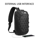 Ozuko New Style Man Chest Pack USB مقاوم للماء أكسفورد القماش حزمة كتف واحدة مضادة للسرقة مع مقبس سماعة الرأس