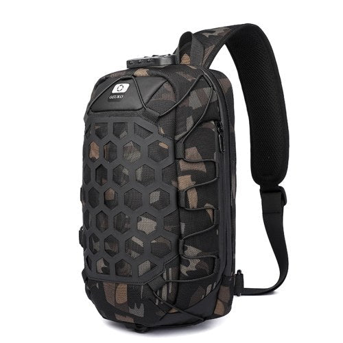 ozuko New Style Man Chest Pack USB Waterproof Oxford Cloth Single Shoulder Pack Anti-Theft Pack With Headphone Jack