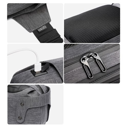 ozuko New Style Sport Waist Pack Outdoor Waterproof Man Chest Pack USB Leisure Single Shoulder Pack