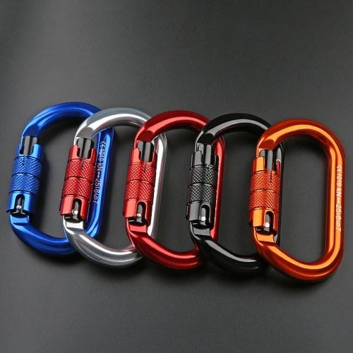 25KN Professional Climbing Carabiner Screw Locking Gate Carabiner Heavy Duty O-shape Climbing Buckle Lightweight Hammock Locking Clip for Climbing Rappelling Canyoning Hammock Climbing Gear Quick Clip Equipment