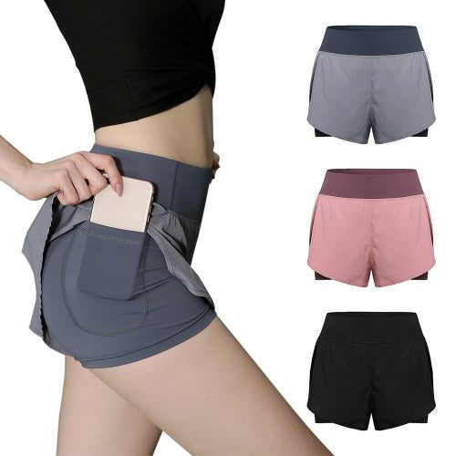 Women  2 in 1 Running Shorts High Waist Yoga Shorts