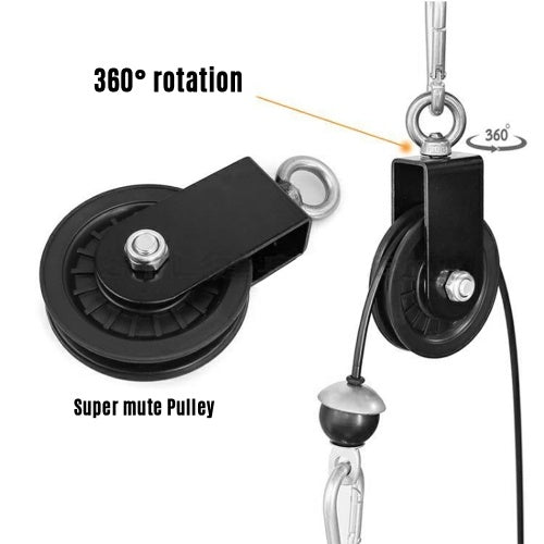 Pulley Cable Machine Attachment System with Upgraded Loading Pin Super-Silent Detachable 360 Degree Rotation Pulley  Fitness Arm Biceps Triceps Strength Training Home Gym Workout Equipment