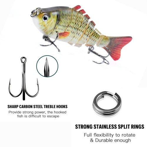 3.9in / 0.53oz Bionic Multi Jointed Hard Bait S Swimming Action Fishing Lure 7 Segment Sinking Fishing Lure VIB Bait Crankbait 3D Eyes Lifelike Artificial Fishing Lures Hook with Treble Hooks Tackle