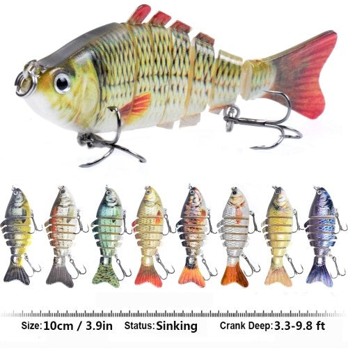 3.9in / 0.53oz Bionic Multi Jointed Hard Bait S Swimming Action Fishing Lure 7 Segment Sinking Fishing Lure VIB Bait Crankbait 3D Eyes Lifelike Artificial Fishing Lures Hook with Treble Hooks Tackle