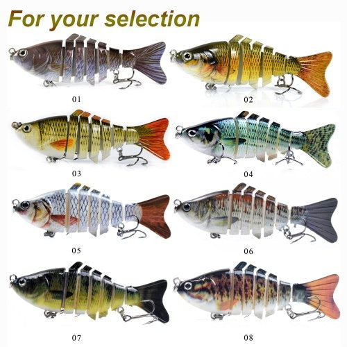 3.9in / 0.53oz Bionic Multi Jointed Hard Bait S Swimming Action Fishing Lure 7 Segment Sinking Fishing Lure VIB Bait Crankbait 3D Eyes Lifelike Artificial Fishing Lures Hook with Treble Hooks Tackle