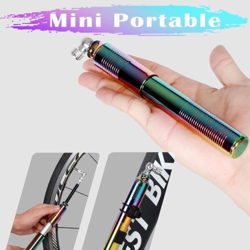 Mini Floor Bike Pump Super Fast Tire Inflation Portable Bicycle Pump Aluminum Alloy Tire Tube High Pressure Hand Pump Inflator Bike Tire Pump Cycling Air Inflator Mountain Road Bike Accessories for MTB Bicycle Pump