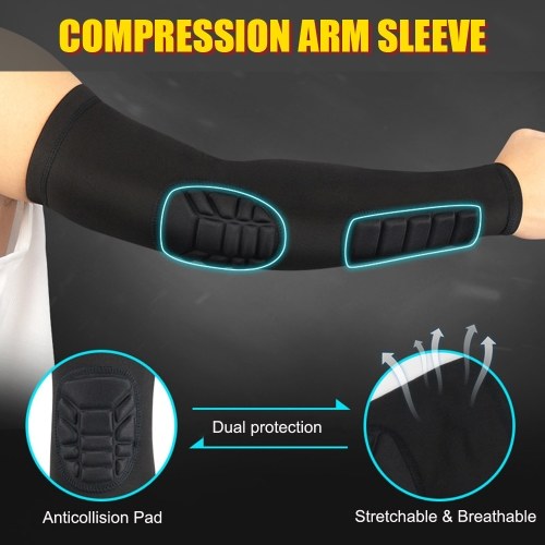 2PCS Men Women Compression Arm Sleeves Elbow Brace Pad Breathable Moisture-Wicking Basketball Outdoor Arm Protective Support