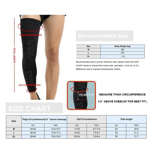 Knee Support Protective Knee Pad Long Leg Sleeve Brace-Protector for Basketball Football Volleyball (2 Sleeves)