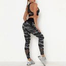 Women Camouflage Yoga Set 2-Piece Bra Tights Suit Crop Top High Waist Leggings Sports Wear