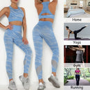 Women Camouflage Yoga Set 2-Piece Bra Tights Suit Crop Top High Waist Leggings Sports Wear