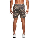 Men Shorts with Towel Loop Camouflage Elastic Waist Workout Running Yoga Short Pants Casual Summer