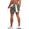 Men Shorts with Towel Loop Camouflage Elastic Waist Workout Running Yoga Short Pants Casual Summer