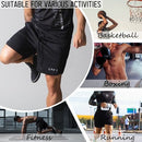 Men Sports Shorts Quick-Dry Pockets Loose Elastic Basketball Running Shorts Fitness Gym Workout Pants