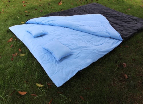 86"x60" Double Thermal Sleeping Bag 2 Person Outdoor Camping Hiking Sleeping Bag with 2 Pillows