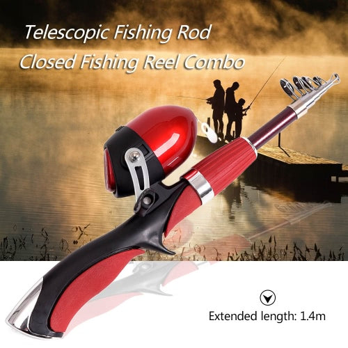 Portable 1.4m Telescopic Fishing Rod and Closed Fishing Reel Combo