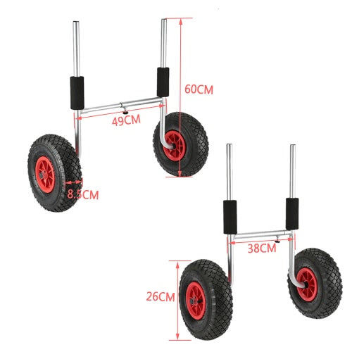 50KG Loading Capacity Detachable Kayak Trolley Energy-saving Two-wheeled Kayak Carrier Cart