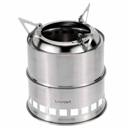 Lixada Portable Stainless Steel Lightweight Wood Stove Alcohol Stove Burner Outdoor Cooking Picnic BBQ Camping