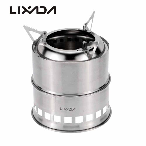 Lixada Portable Stainless Steel Lightweight Wood Stove Alcohol Stove Burner Outdoor Cooking Picnic BBQ Camping