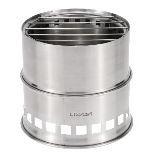 Lixada Portable Stainless Steel Lightweight Wood Stove Alcohol Stove Burner Outdoor Cooking Picnic BBQ Camping