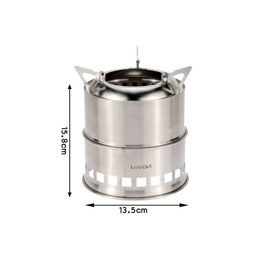 Lixada Portable Stainless Steel Lightweight Wood Stove Alcohol Stove Burner Outdoor Cooking Picnic BBQ Camping