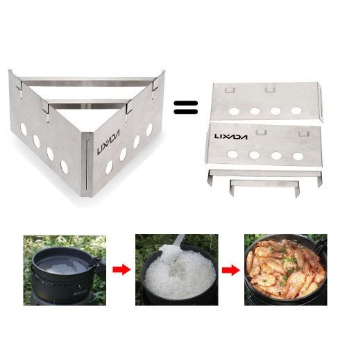 Lixada Portable Stainless Steel Outdoor Cooking Picnic Lightweight Wood Stove