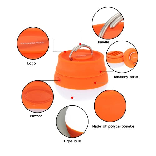 TOMSHOO LED مصباح التخييم فانوس المشي لمسافات طويلة في الهواء الطلق ضوء خيمة محمولة مصباح الليل مع مقبض