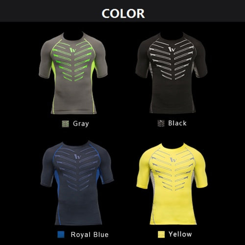 Men's Short Sleeve Compression Shirt Sport Fitness Bodybuilding Gym Running Reflective Top T-Shirt