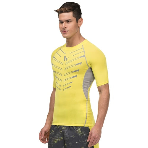 Men's Short Sleeve Compression Shirt Sport Fitness Bodybuilding Gym Running Reflective Top T-Shirt