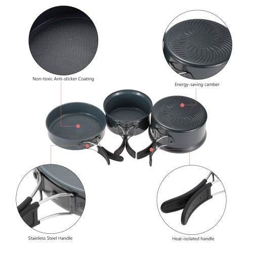 BRS Cookpot Camping Cookware Outdoor Pot Sets Mutifunctional Utensil