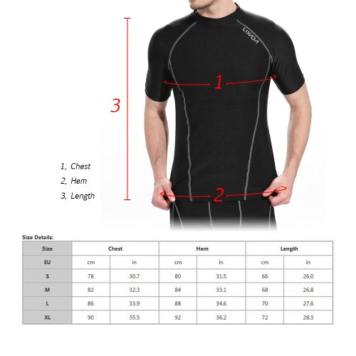 Lixada Men Short Sleeves Quick Drying Breathable Sports T-shirt Compression Shirt for Indoor & Outdoor Workout Fitness