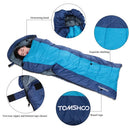 TOMSHOO (190+30)X75CM Thermal Adult Outdoor Hooded Envelope Sleeping Bag Camping Travel Hiking Multifunction Thick 1.5kg 10-15℃