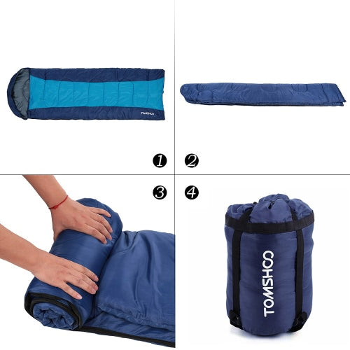 TOMSHOO (190+30)X75CM Thermal Adult Outdoor Hooded Envelope Sleeping Bag Camping Travel Hiking Multifunction Thick 1.5kg 10-15℃