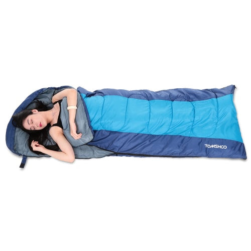 TOMSHOO (190+30)X75CM Thermal Adult Outdoor Hooded Envelope Sleeping Bag Camping Travel Hiking Multifunction Thick 1.5kg 10-15℃