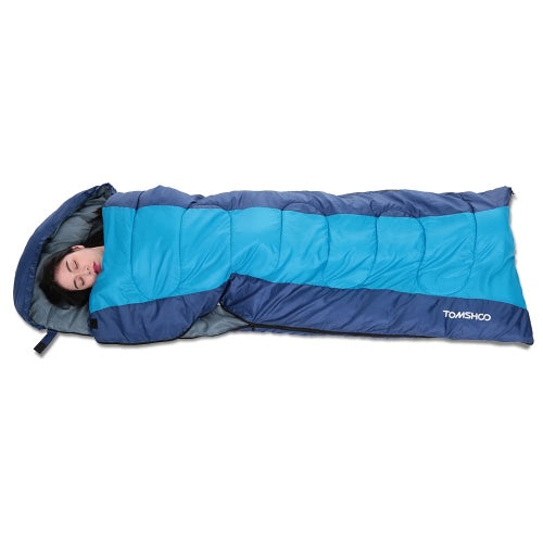 TOMSHOO (190+30)X75CM Thermal Adult Outdoor Hooded Envelope Sleeping Bag Camping Travel Hiking Multifunction Thick 1.5kg 10-15℃