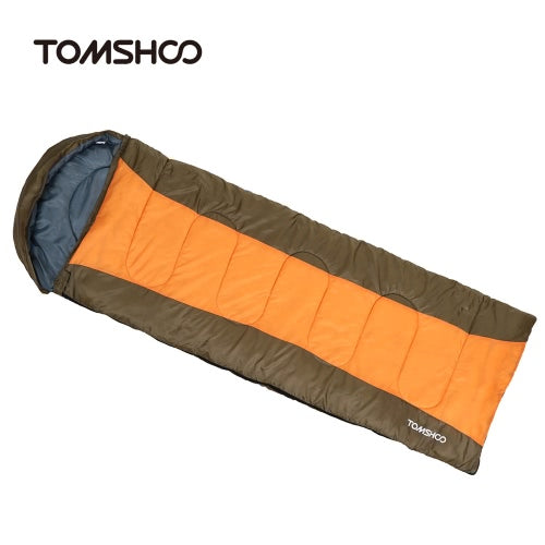 TOMSHOO (190+30)X75CM Thermal Adult Outdoor Hooded Envelope Sleeping Bag Camping Travel Hiking Multifunction Thick 1.5kg 10-15℃