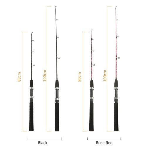 1m/0.8m 2 Sections Solid Fishing Rod Ice Fishing Rod Boat Rod Pole Fishing Tackle Fishing Accessory