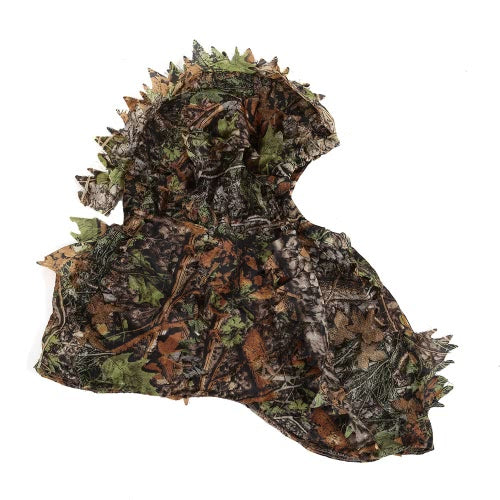 Camouflage Leafy Hunting Ghillie Hood Green Leafy Head Net Eyehole Opening and Leaf Pattern