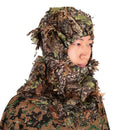 Camouflage Leafy Hunting Ghillie Hood Green Leafy Head Net Eyehole Opening and Leaf Pattern